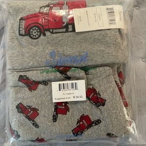 Gray & red long sleeve with pants big truck pajamas